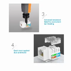 Vention Cat.6 UTP Keystone Jack White Plastic Type