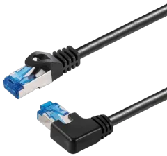 Transmedia Cat6A SFTP Patch Cable, RJ45 plug angled right, 1m