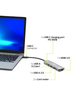 Port docking 1X4K USB-C 5 devices 100W