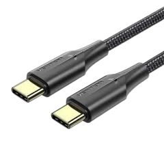 Vention Nylon Braided USB 2.0 C Male to C Male 3A Cable 2M Black LED Type