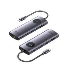 Vention USB-C to DP HDMI x 2 USB 3.0 x 2 USB 2.0 RJ45 SD TF PD MST Docking Station, 0,15m
