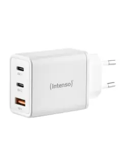 Punjač zidni Intenso #7806522, W65ACIC GaN, 1xUSB-A/1xUSB-C + uvlačivi kabel USB-C, 65W, crni