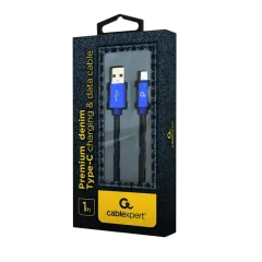 Gembird Premium jeans (denim) Type-C USB cable with metal connectors, 1m, blue