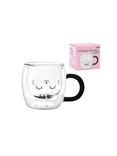 Šalica iTotal prozirna Cat siva XL2956