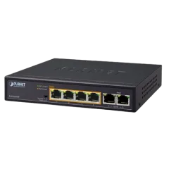 Planet 6-port Desktop PoE Switch (4x 100Mbps RJ45 30W port 802.3at PoE (60W) 2x 100Mbps RJ45