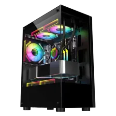 NaviaTec Mariner Gaming case mATX with 3x ARGB Fans, Tempered Glass Sides
