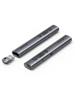 Vention Wireless PowerPoint Presentation Clicker with Green Laser Pointer, Rechargable – Gray