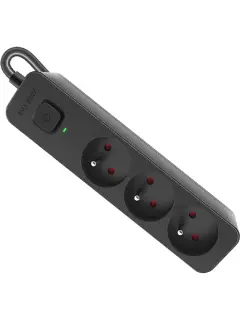 Produžni kabel Defender SFS 131, zaštita od prenapona, 1.5m, 3 utičnice, crni