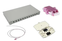 NFO Patch Panel 1U 19" Closed - Multimode 12x LC OM4 Duplex Adapter Pigtail kazeta SET