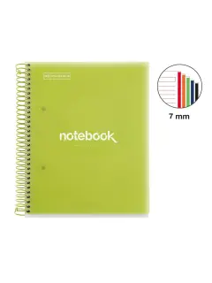 Kolegij blok Miquelrius A5 90g 120L spiralni crte Emotions Lime MR49952