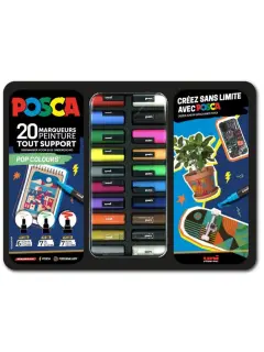 Marker Uni gift set Posca u metalnoj kutiji (mix pc-1m/ pc-3m/pc-5m) pop colours 20/1 302422187