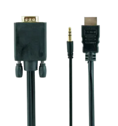 Gembird HDMI to VGA and audio adapter cable, single port, black 1,8m