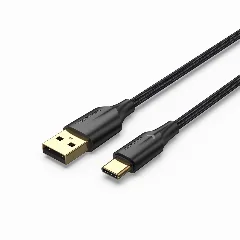 Vention Nylon Braided USB 2.0 C Male to C Male 3A Cable 1M Black LED Type