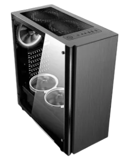 NaviaTec Master V2 Gaming Case, Tempered Glass Panel, 3x Black fans