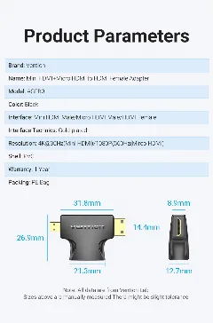 Vention 2 in 1 Mini HDMI and Micro HDMI Male to HDMI Female Adapter Black