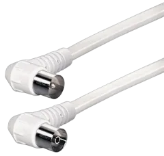 Transmedia IEC plug to IEC jack, Angled, 1,5m, White