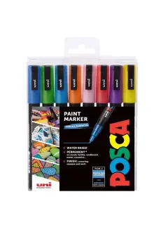 Uni pak marker Posca pc-3m šljokaste boje 8/1 PVC box