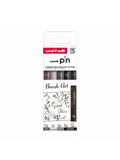 Marker Uni pin set Brush art crni EFB/BR, svijetlo sivi BR, tamno sivi BR, sepia BR 5/1