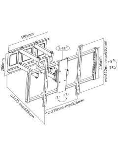 Manhattan TV nosač zidni 60"-100" do 80kg, crni