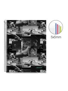 Kolegij blok Miquelrius A4 70g 140L spiralni kocke Extra rigid cardboard lifestyle skate park MR4195