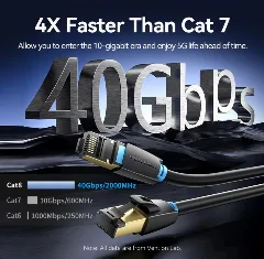 Vention Cat.8 SFTP Patch Cable 10m, Black