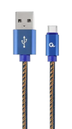 Gembird Premium jeans (denim) Type-C USB cable with metal connectors, 1m, blue