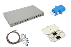 NFO Patch Panel 1U 19" Closed - Singlemode 12x LC UPC Duplex Adapter Pigtail kazeta SET
