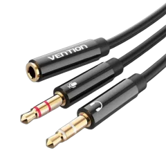 Vention 2x 3.5mm Male to 4 Pole 3.5mm Female Audio Cable 0.3M Black ABS Type