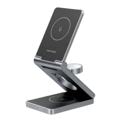 Vention 3-in-1 15W Wireless Charger Stand with MagSafe Gray