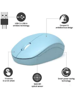 Port miš OFFICE bežični USB-A/USB-C,svijetlo-plava