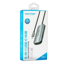 Vention USB-C to USB3.0x3 SD TF PD Hub 0.15M Gray