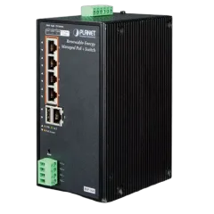 Planet Industrial Renewable Energy 4-Port GbE 802.3at PoE Managed Ethernet Switch