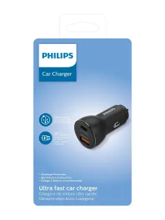 Philips auto punjač, USB-A/USB-C, 36W Fast Charge
