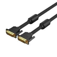 Vention Cotton Braided DVI-D (24 1) Male to Male Cable 5m, Black