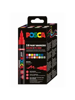 Uni pak marker Posca pc-5br brush sve boje 16/1 kartonsko pak.