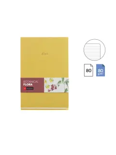 Notes Miquelrius A5 Botanical Flora Mustard tkanina 80L 80g/m2 crte MR8318