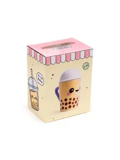 Keramička šalica s poklopcem Puckator Foodiemals Boba čaj s mjehurićima 300 ml LMUG19
