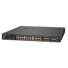 Planet L2 24-Port 10 100 1000T 802.3at PoE 4-Port 10G SFP Managed Switch with Redundant Power System