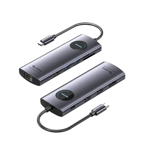 Vention USB-C to DP HDMI x 2 USB 3.0 x 2 USB 2.0 RJ45 SD TF PD MST Docking Station, 0,15m