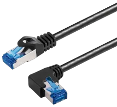 Transmedia Cat6A SFTP Patch Cable, RJ45 plug angled left, 2m