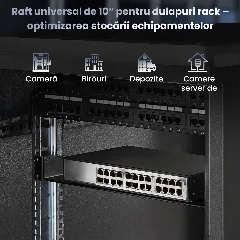 Extralink 1U 750mm Fixed shelf, 19", 752x472mm, for 1000mm depth cabinets, Black