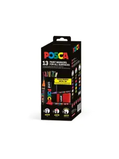 Uni gift set Posca 13 kom u metalnoj tubi 01R (3M/ 5M/ 5BR)