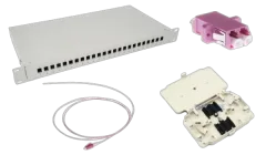 NFO Patch Panel 1U 19" Closed - Multimode 24x LC OM4 Duplex Adapter Pigtail kazeta SET