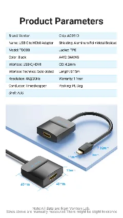 Vention Type-C to HDMI Adapter 0.15M Black