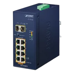 Planet Industrial 8-Port 10 100 1000T 802.3at PoE 2-Port 100 1000X SFP Ethernet Switch w 12V Booster (-40~75 degrees C)