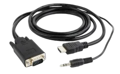 Gembird HDMI to VGA and audio adapter cable, single port, black 1,8m