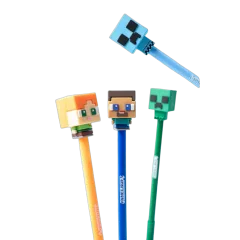 Set od 4 kemijske olovke Puckator piši briši s Minecraft Chibi silikonskim ukrasom PEN314