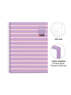 Kolegij blok Miquelrius A4 90g 80L spiralni kocke Between the lines Mauve MR4514
