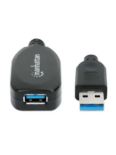Manhattan USB 3.0 aktivni produžni kabel, 5m, crni