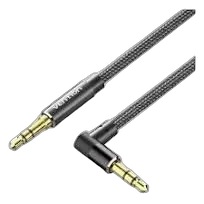 Vention Cotton Braided 3.5mm Male to Male Right Angle Audio Cable 0,5m, Black